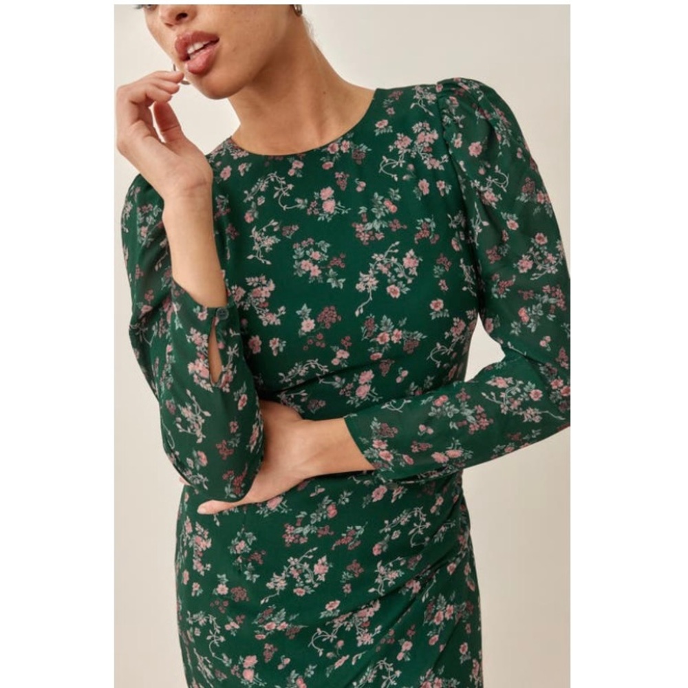 🌿|NWT| Reformation Juni Floral Long Sleeve Dress - Picture 6 of 16